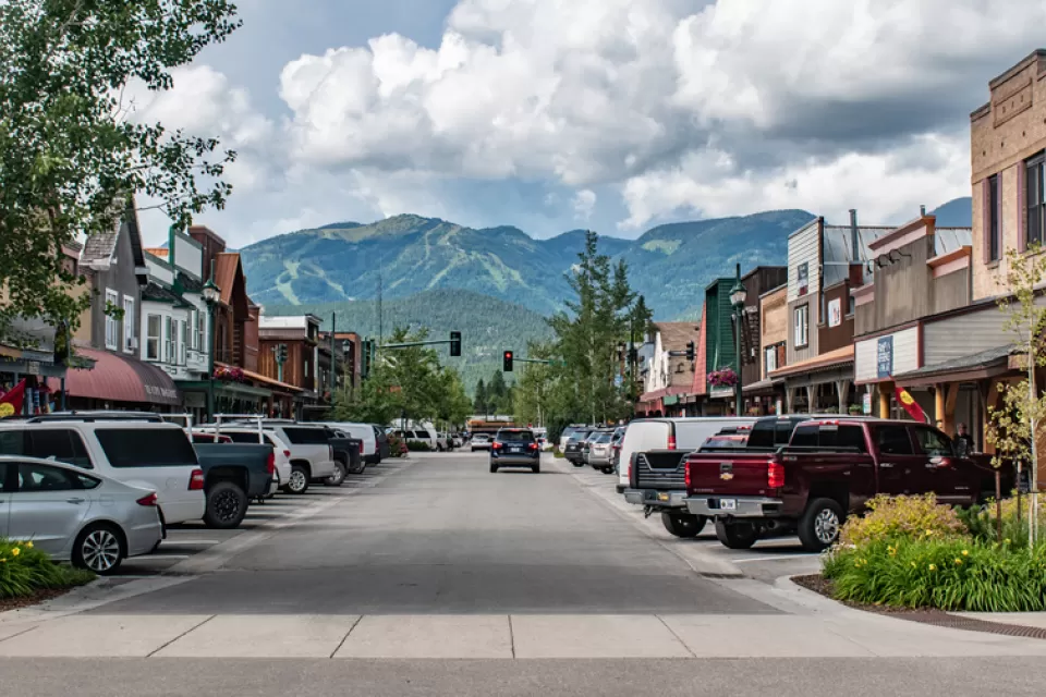 Street in downtown Whitefish, Montana